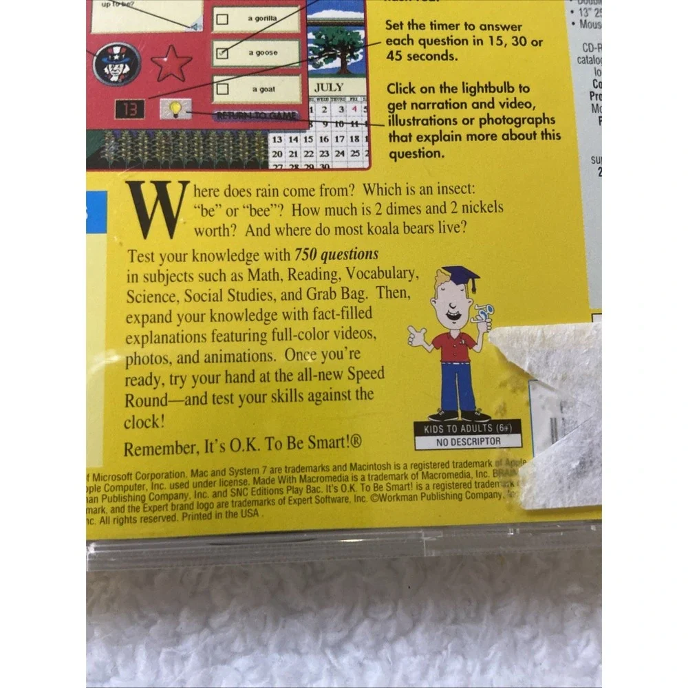 Brain‎ Quest Multimedia 1st Grade PC (Expert Software 1997) CD -Rom Vtg